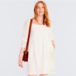 NEW J. Crew Squareneck Soft Gauze Dress White Size XS NWT